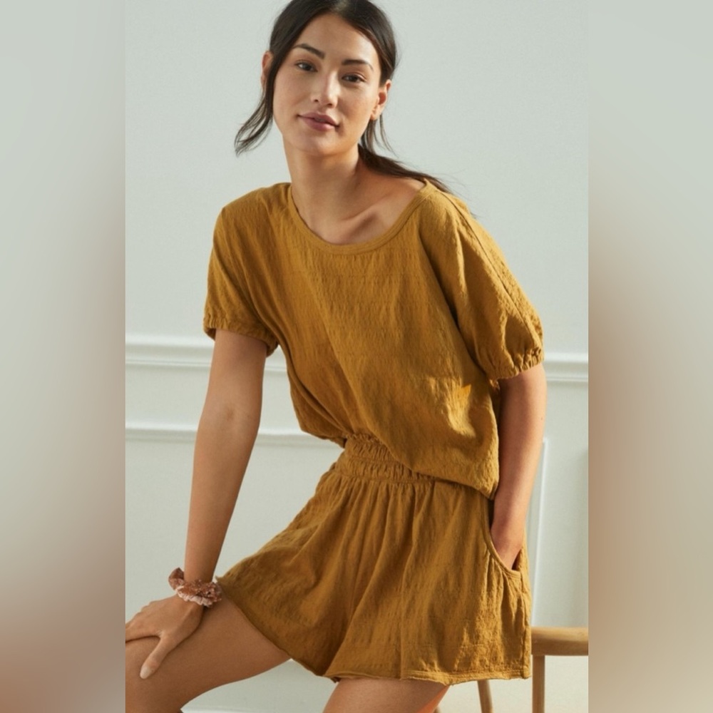 Anthropologie Daily Practice Lorna Top Mustard Seed